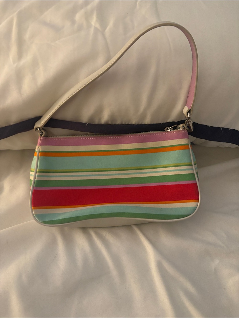 Coach Striped Shoulder Bag - Pink, Red, Mint, Cream - Picture 2 of 3